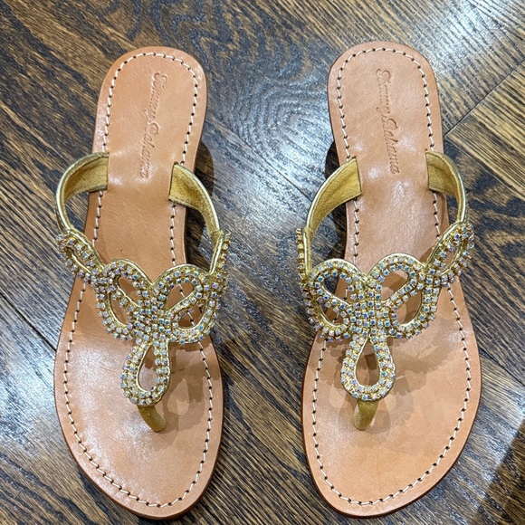 Tommy Bahama Gold Embellished Sandals size 8 - Picture 2 of 6